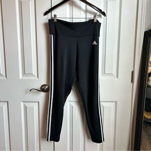 Adidas aeroready classic black & white stripe pull on leggings w interior pocket